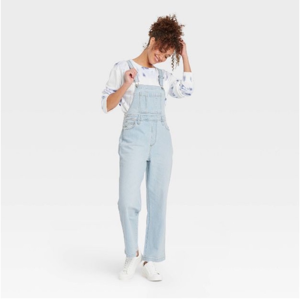 UNIVERSAL THREAD Light Wash Denim Overalls size 10 blue gray